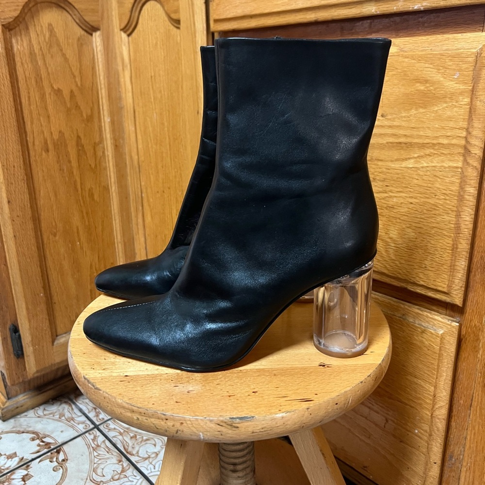 Zara Black Heeled Boots with Transparent Heel